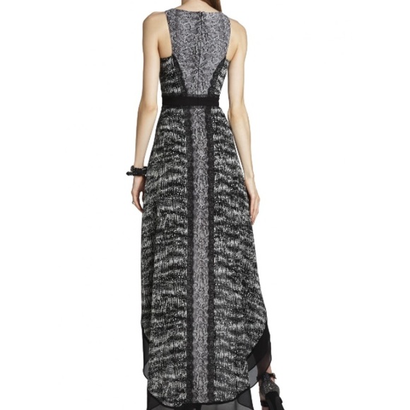 BCBGMaxazria Sienna High Low Dress in Black White - Picture 2 of 4